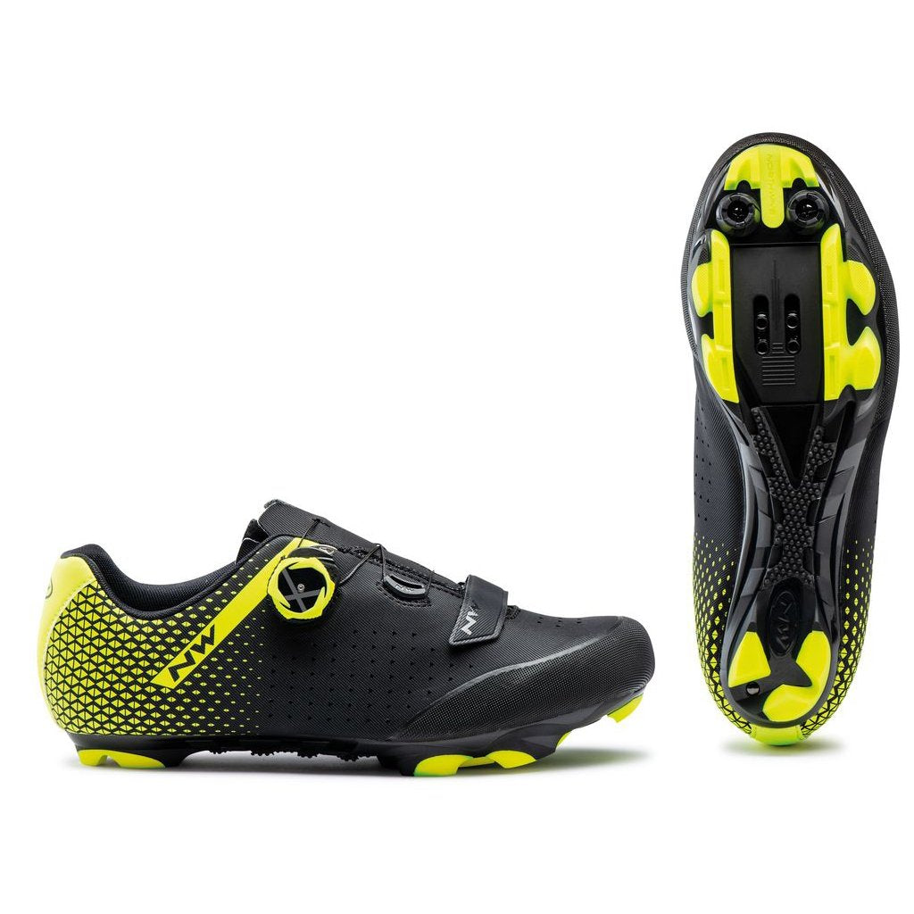 Northwave Origin Plus 2 Shoes - Black/Yellow Fluo - Cyclop.in