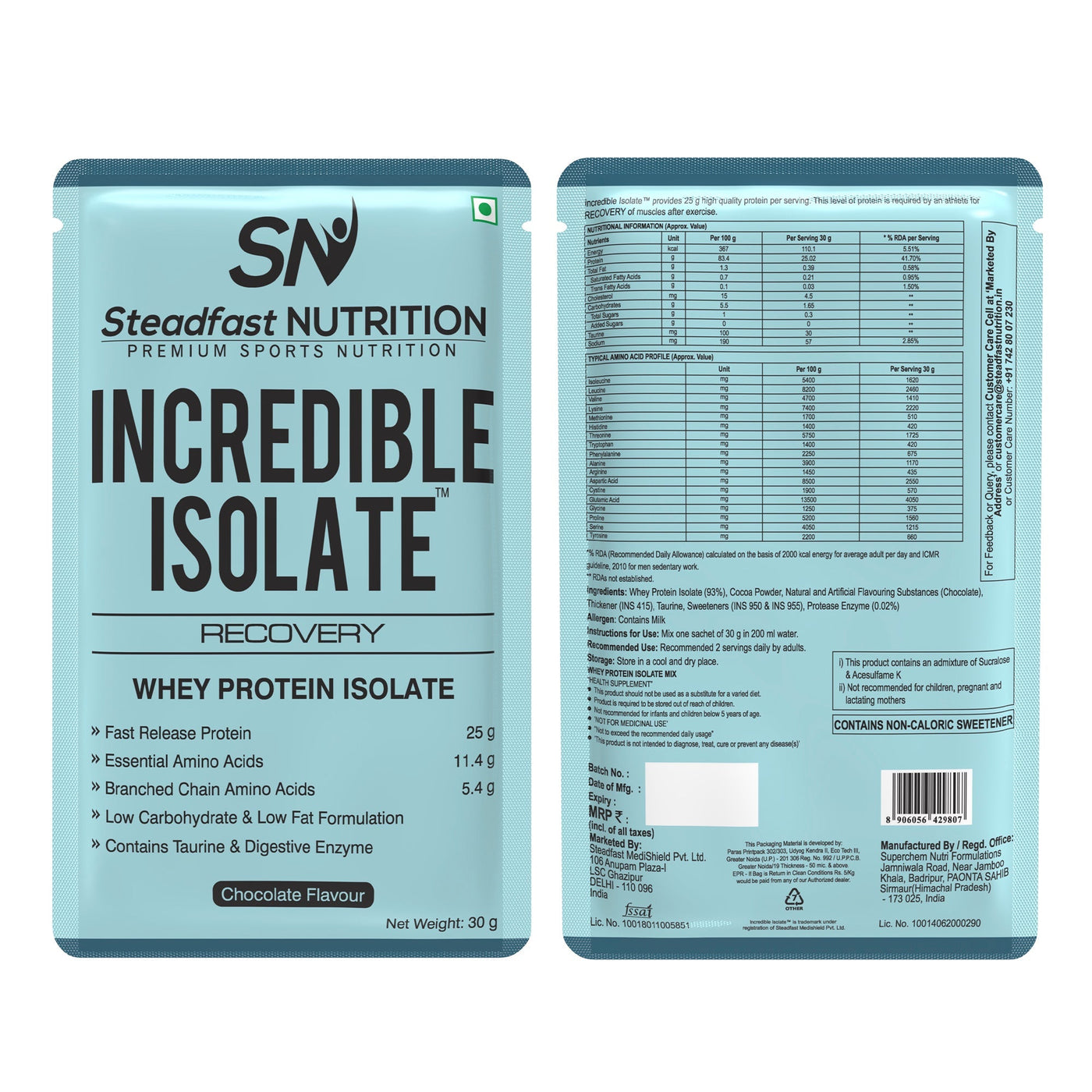 Steadfast Nutrition Incredible Isolate - Chocolate - Cyclop.in