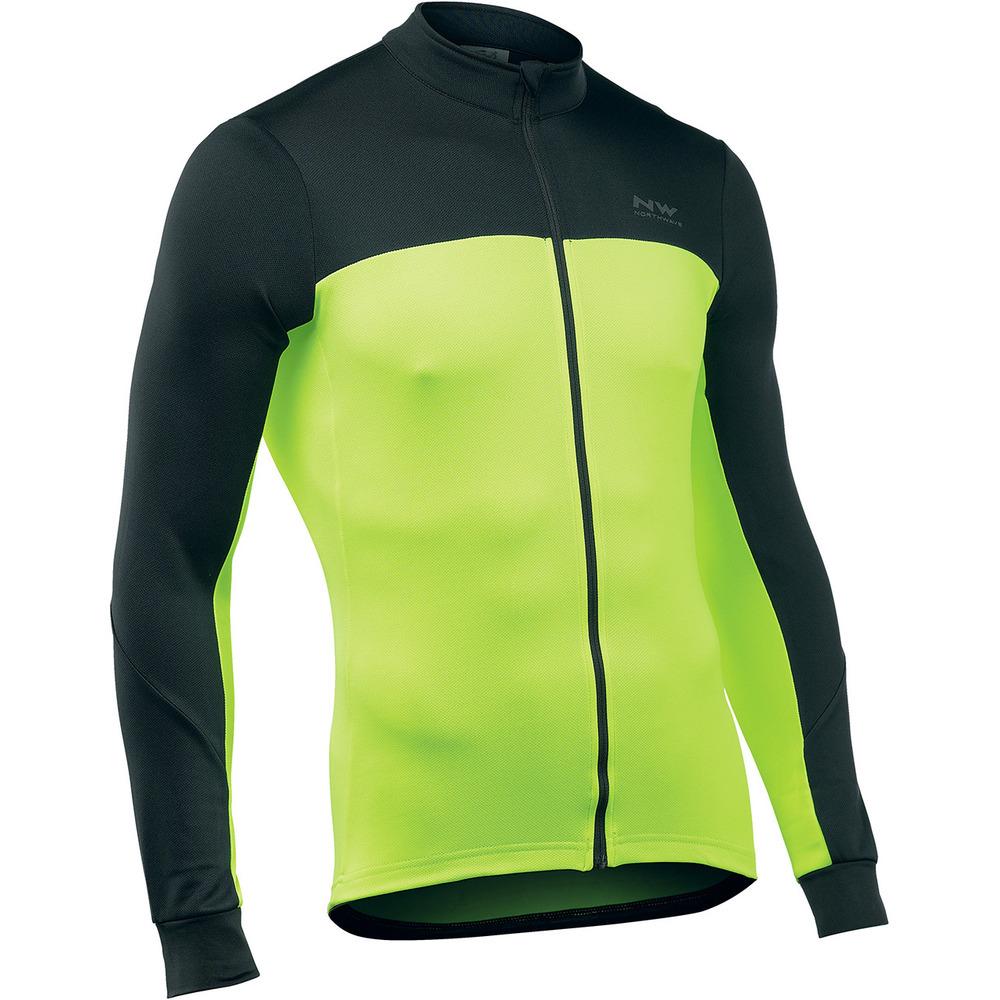 Northwave Force 2 Jersey Long Sleeves Black/Yellow Fluo - Cyclop.in