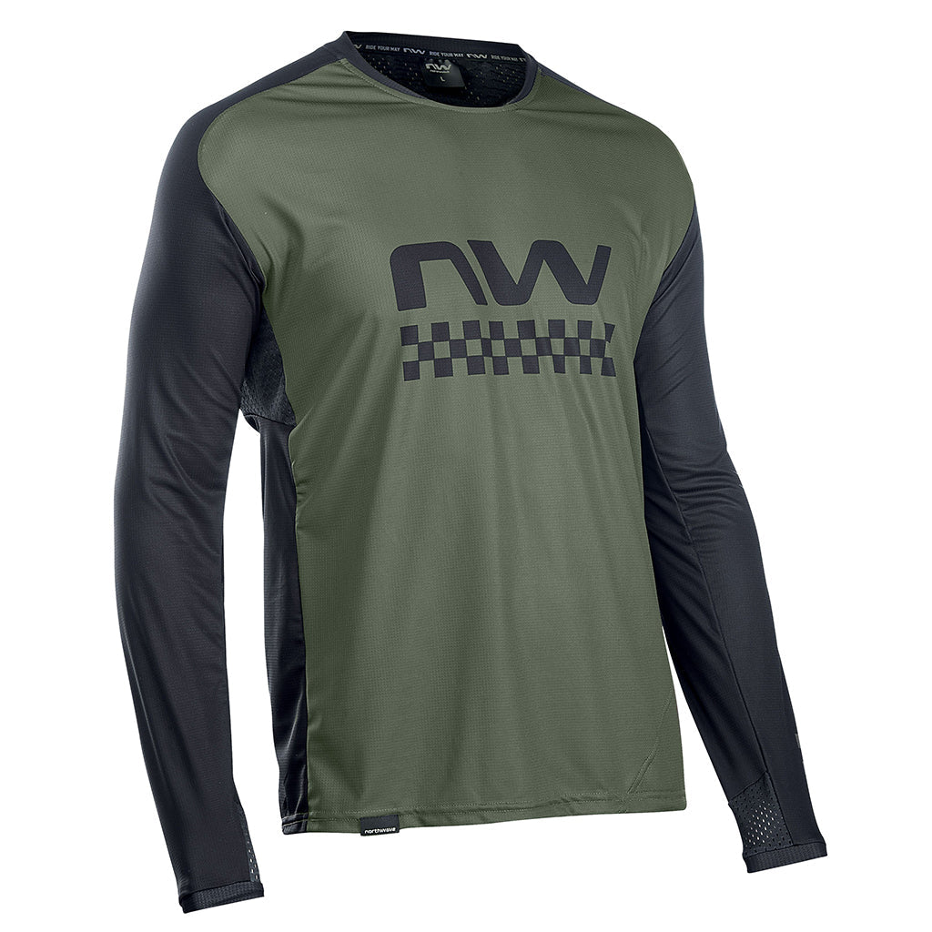 Northwave MTB Edge Long Sleeve Jersey - Green Forest/Black - Cyclop.in