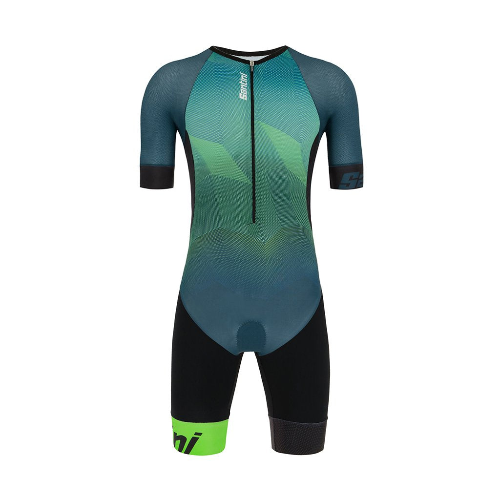 Santini Imago Trisuit Shorts Sleeve - Green - Cyclop.in