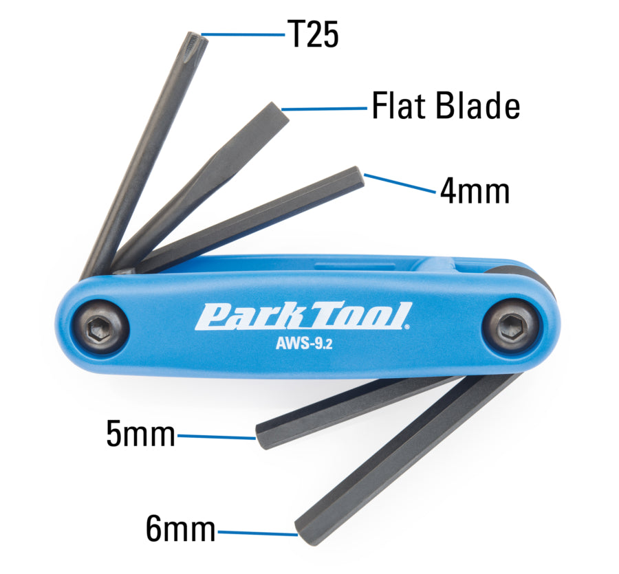 Park Tool Fold-up Hex Wrench and Screwdriver Set: T25 Torx®, 4mm, 5mm, 6mm - Cyclop.in