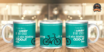 Cycling Inspired Coffee Mug - My Bike Thinking About Me - Blue - Cyclop.in