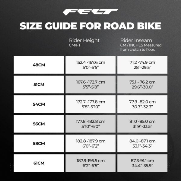 Hybrid Bike Bike Frame Size Chart Cm Buy Felt Verza Speed 50