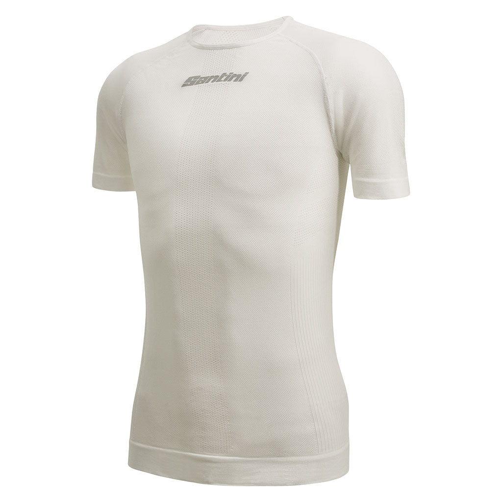 Santini Rete Short Sleeve Baselayer - White - Cyclop.in