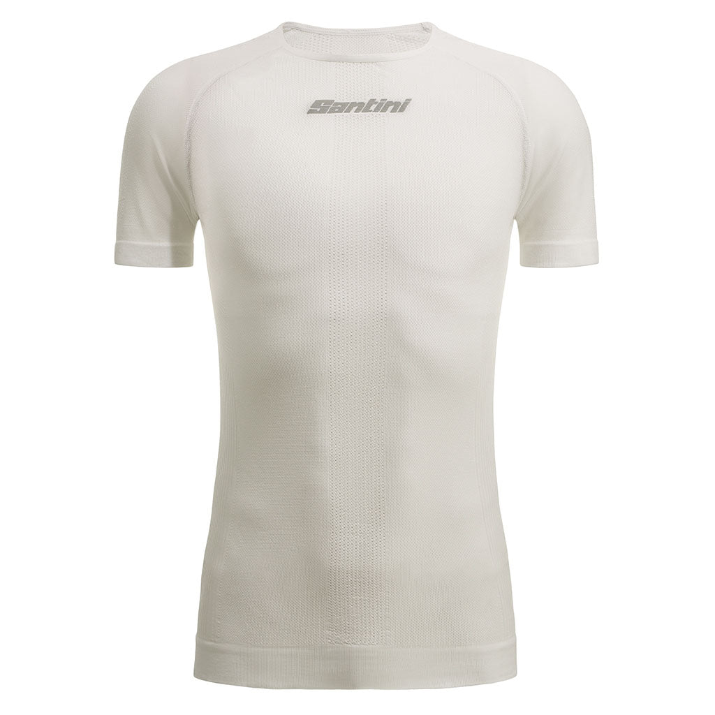 Santini Rete Short Sleeve Baselayer - White - Cyclop.in