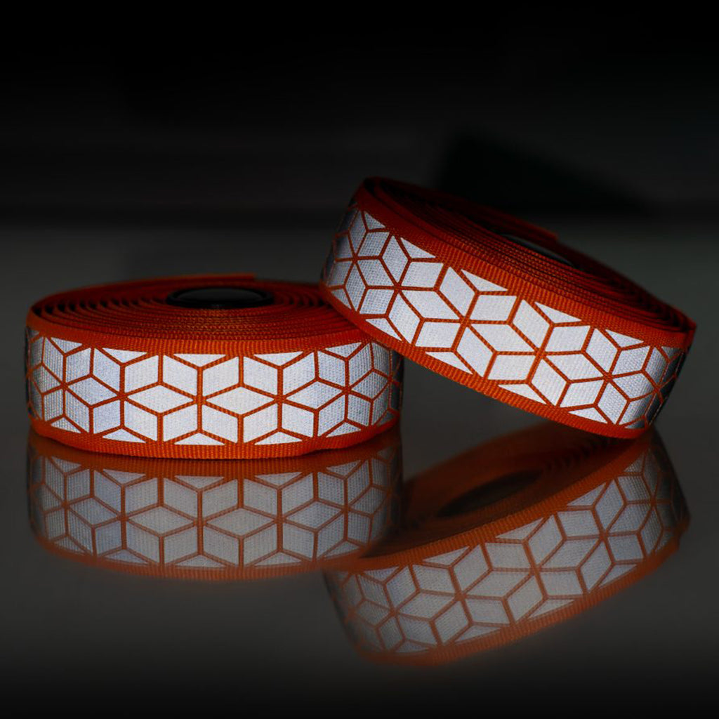 BTP Woven Bartape - Reflective Cube Neon Orange - Cyclop.in
