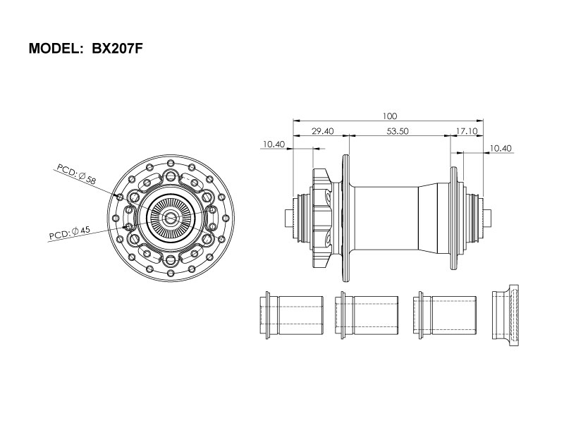 Bitex BX207F Front Disc Hub, ISO - Cyclop.in