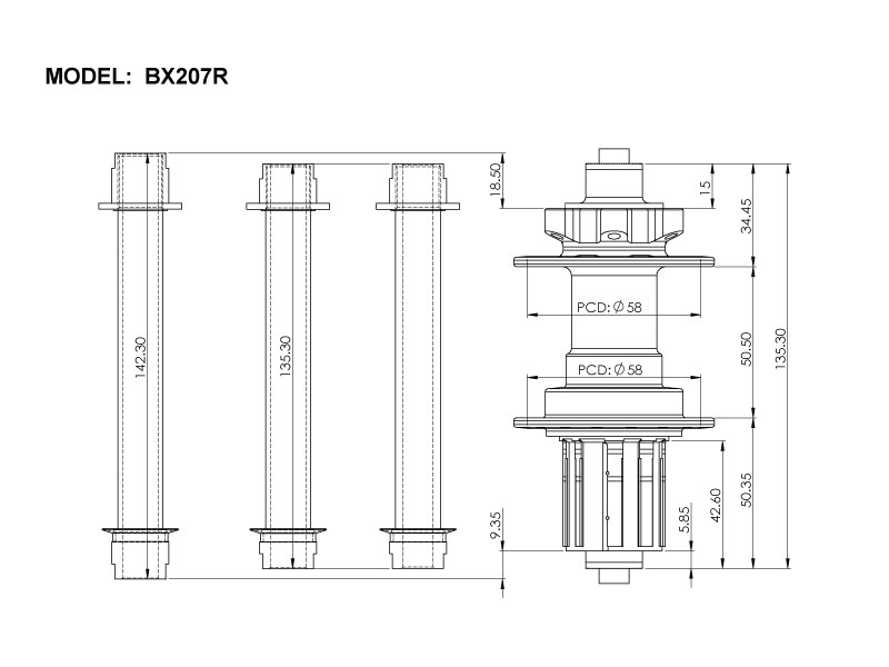 Bitex BX207R Rear Disc Hub, ISO - Cyclop.in