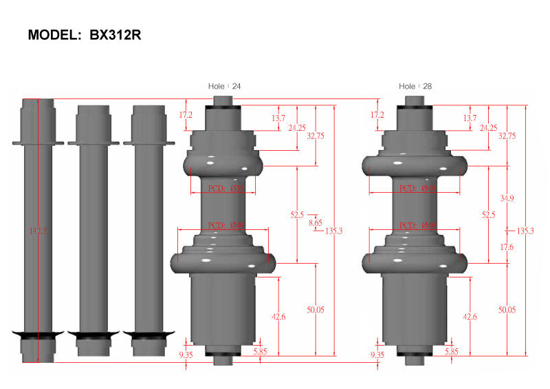 Bitex BX312R Rear Hub, Shimano 11s (w/abs) - Cyclop.in