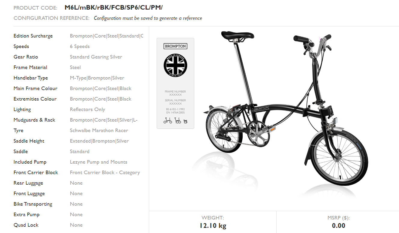 Brompton folded top dimensions