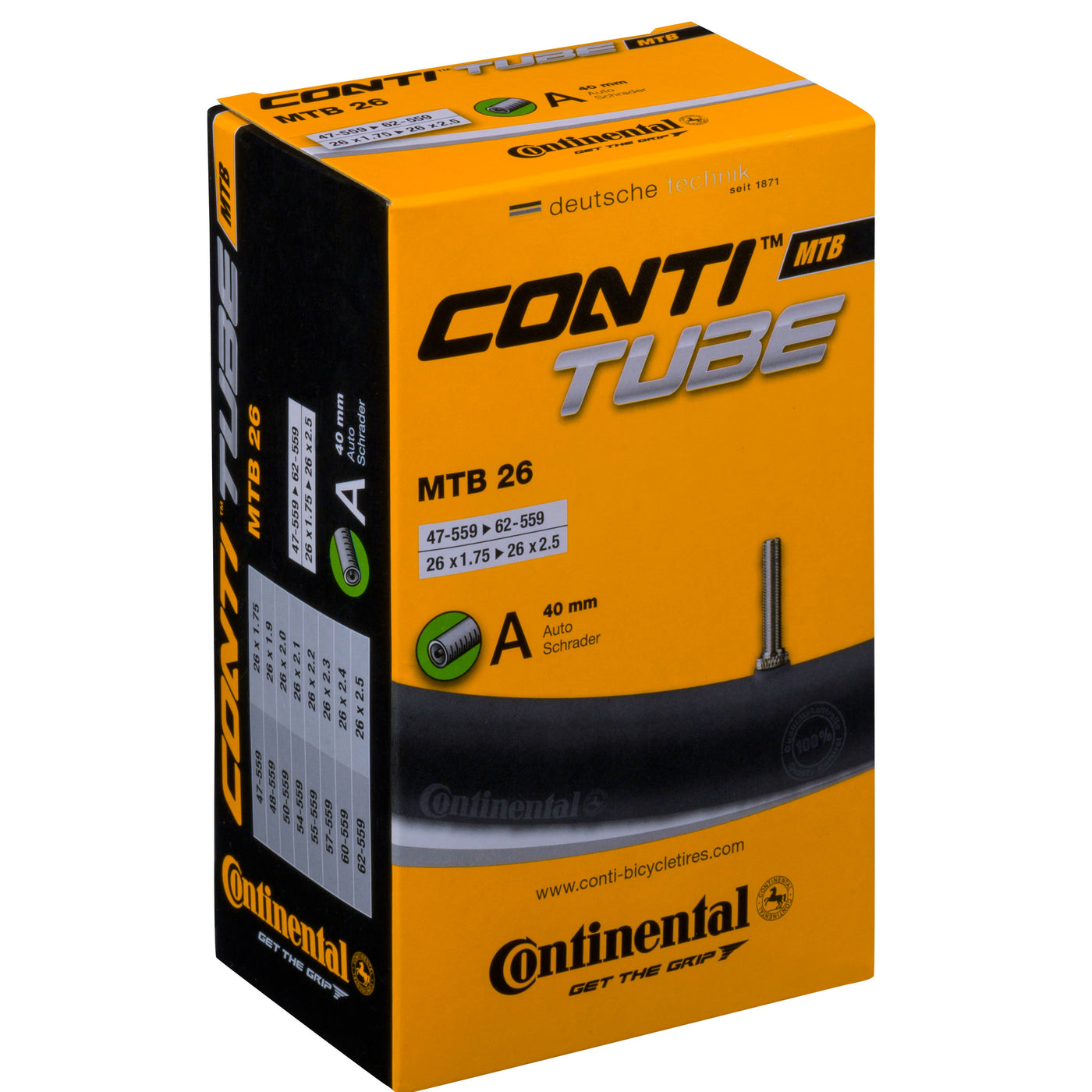 Continental 26 x 1.75-2.5 MTB Schrader Tube 40mm - 200g - Cyclop.in
