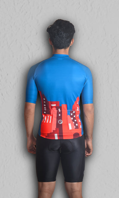 Apace Chase Snug-fit Mens Cycling Jersey - Cityscape - Cyclop.in