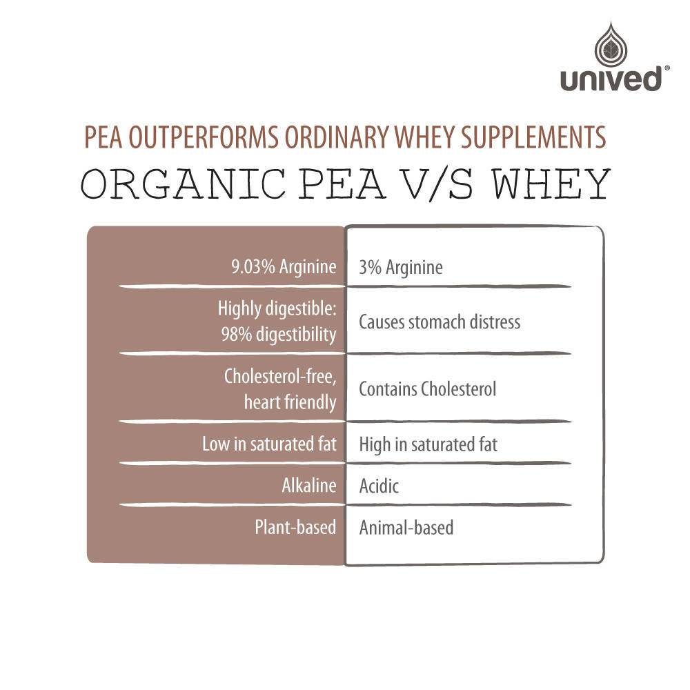 Unived Organic Pea Protein Isolate, Chocolate & Unflavoured, with Natural Digestive Enzymes, Vegan & Plant-Based Protein - Cyclop.in