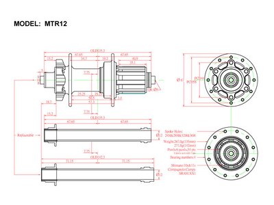 Bitex MTR12 Rear Disc Hub, ISO , Shimano 11s(w/abs) - Cyclop.in