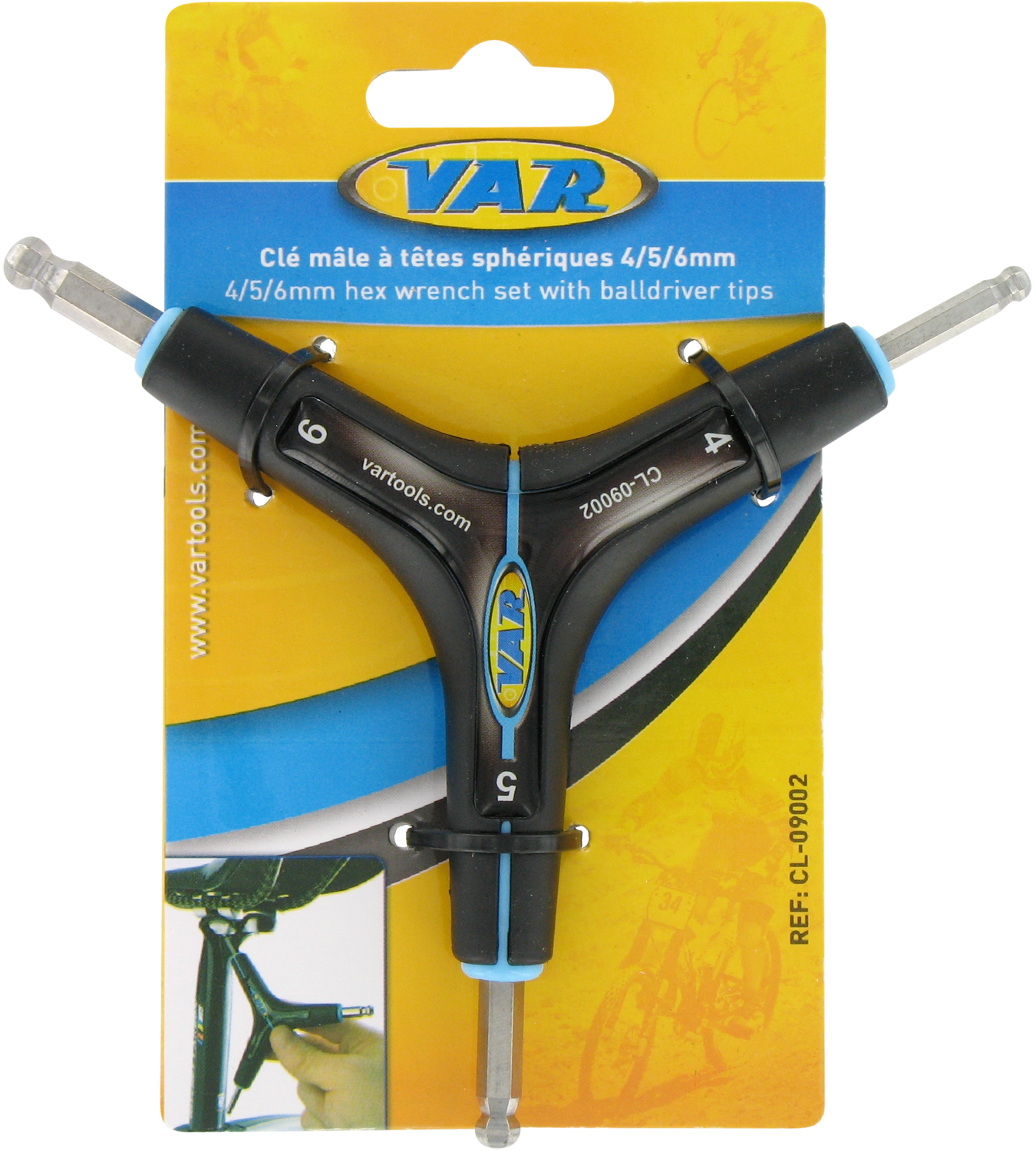 VAR 4/5/6 mm Premium Hex Wrench Set With Ball-ends - Carded Tool - Cyclop.in