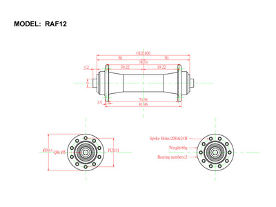 Bitex RAF12 Front Road Hub - Cyclop.in