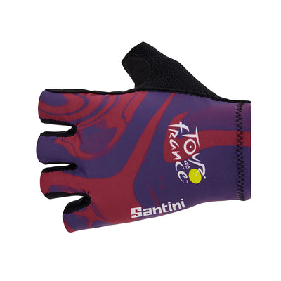 Santini TDF Bordeaux Gloves - Print - Cyclop.in