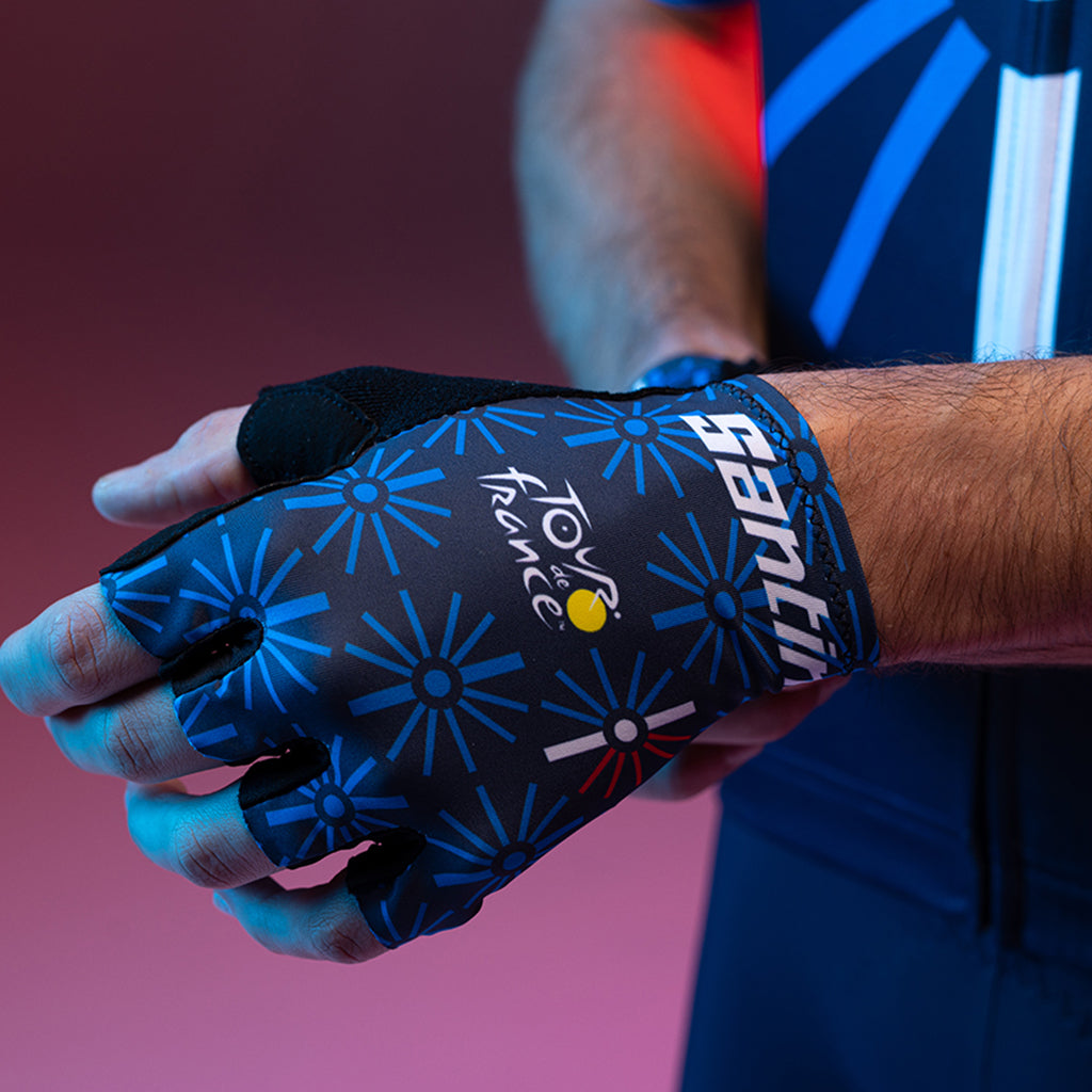 Santini Tour De France Trionfo Gloves - Navy Blue - Cyclop.in