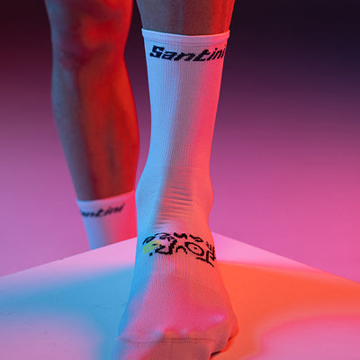 Santini Tour De France Trionfo Socks 2023 - White - Cyclop.in