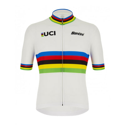 Santini UCI World Champion Cycling Jersey (White) - Cyclop.in