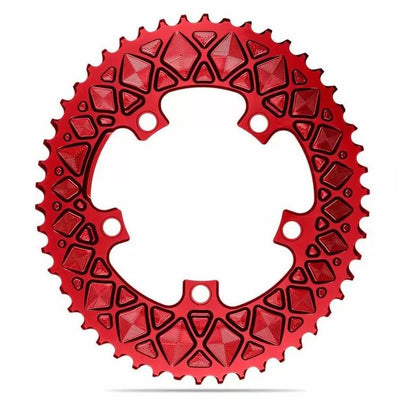 Absolute Black Oval Road Chainring 2X 110/5 - Red (Not For SRAM) - Cyclop.in