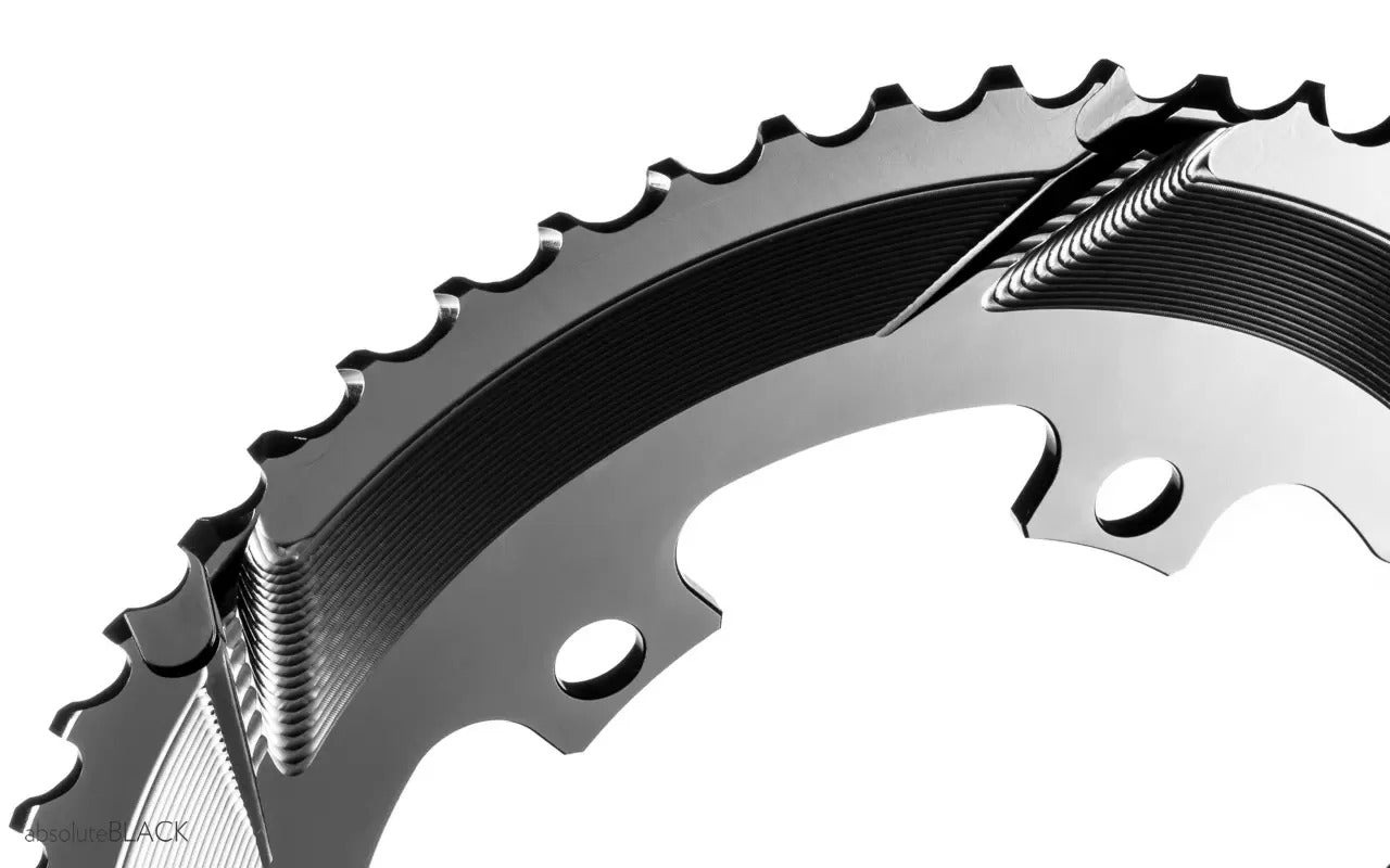 Absolute Black Round Road Chainring, 2X 110/5 BCD Shimano - Black - Cyclop.in