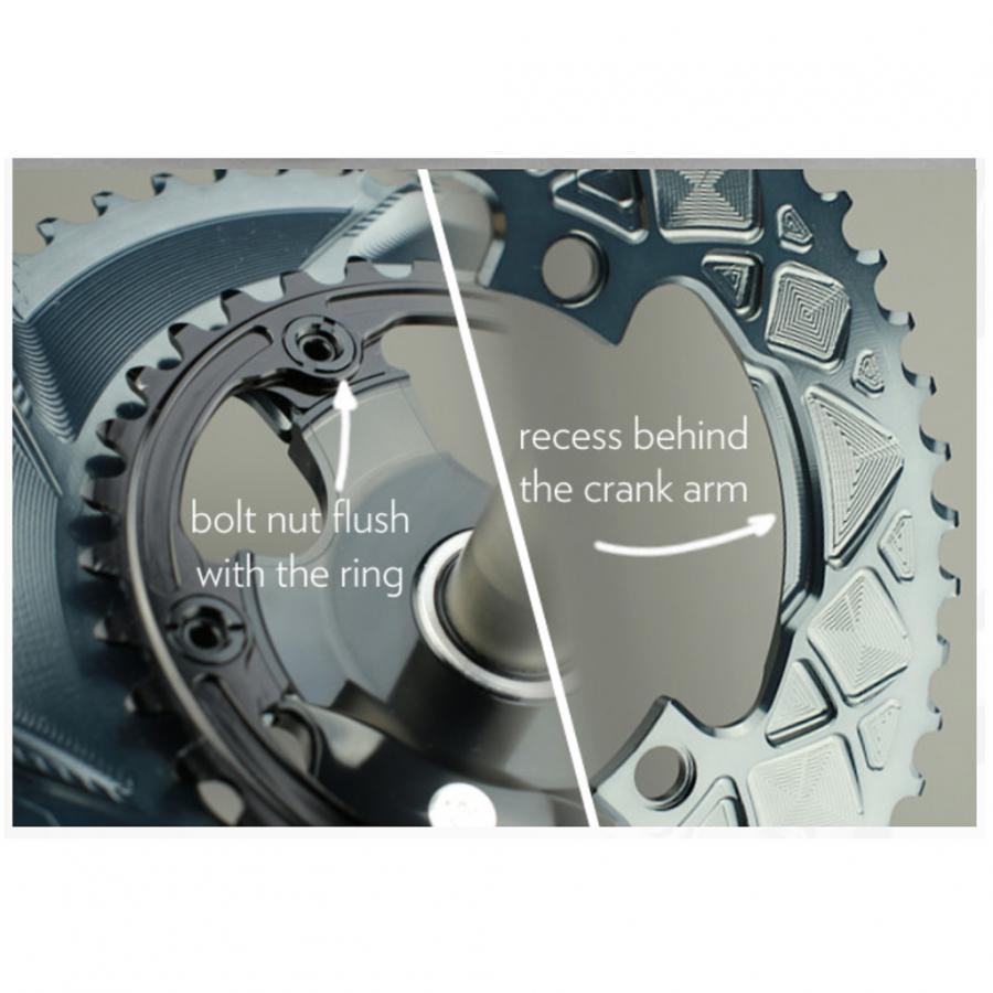 Absolute Black Round Road Chainring, 2X 110/5 BCD Shimano - Grey - Cyclop.in