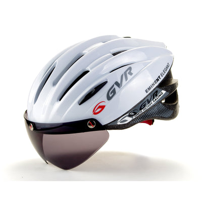 GVR Bicycle Solid White Adult Helmet With Visor B203VSDML-WHT - Cyclop.in