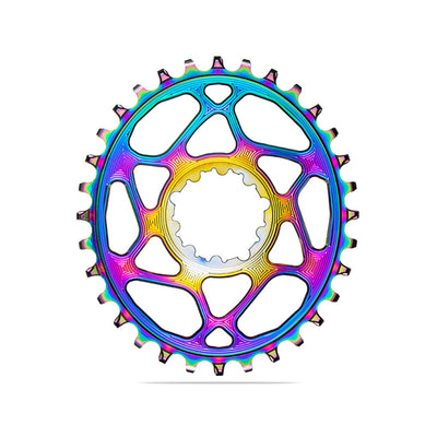 Absolute Black Oval MTB Chainring, 1X Shimano Direct Mount, HG+ 12 Speed - PVD Rainbow - Cyclop.in