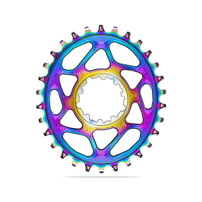 Absolute Black Oval MTB Chainring, 1X Shimano Direct Mount, HG+ 12 Speed - PVD Rainbow - Cyclop.in