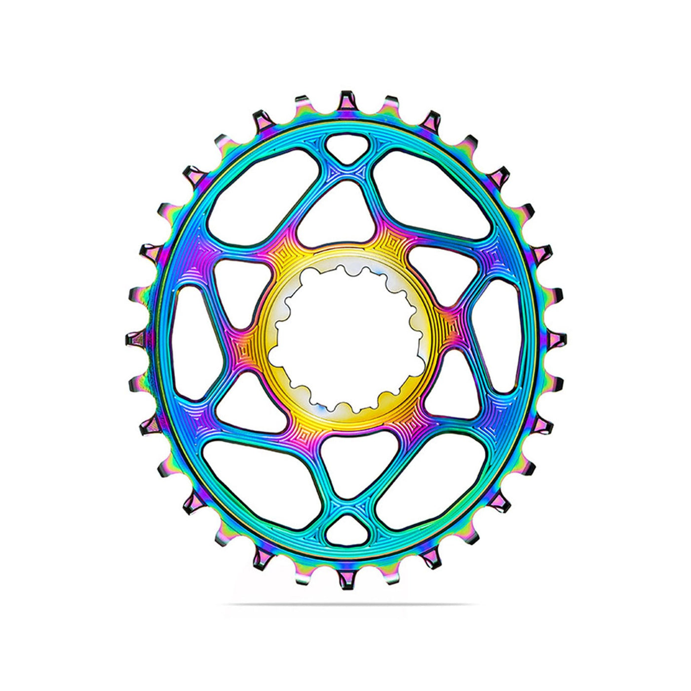 Absolute Black Oval MTB Chainring, 1X Shimano Direct Mount, HG+ 12 Speed - PVD Rainbow - Cyclop.in