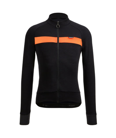 Santini Adapt Wool Long Sleeve Jersey - Black/Orange - Cyclop.in