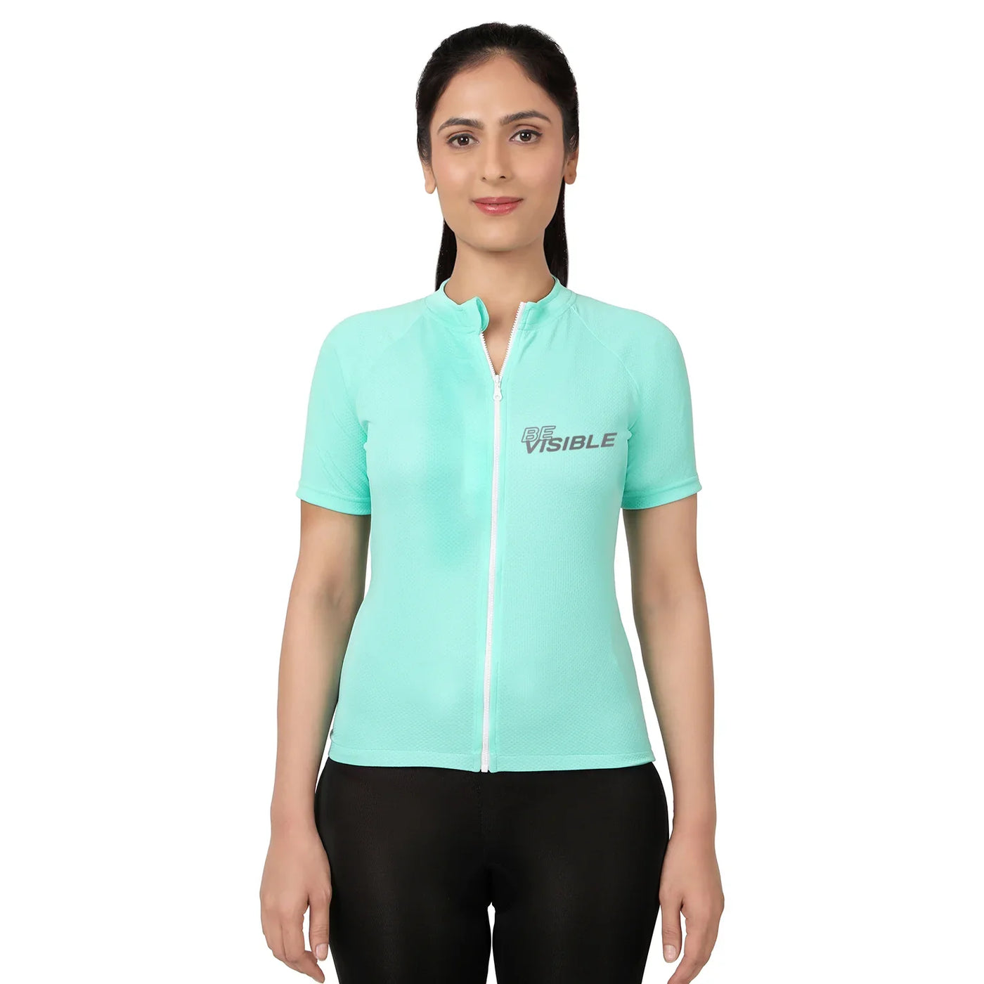 Triquip BeVisible Cycling Jersey Women Half Sleeves - Sea Green - Cyclop.in