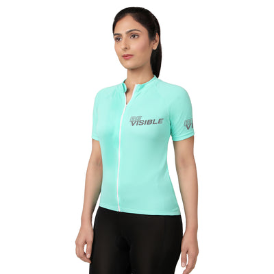 Triquip BeVisible Cycling Jersey Women Half Sleeves - Sea Green - Cyclop.in