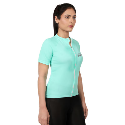 Triquip BeVisible Cycling Jersey Women Half Sleeves - Sea Green - Cyclop.in