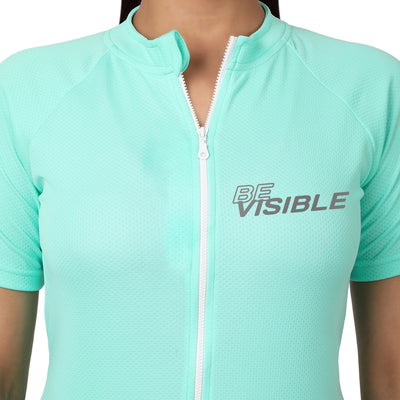 Triquip BeVisible Cycling Jersey Women Half Sleeves - Sea Green - Cyclop.in