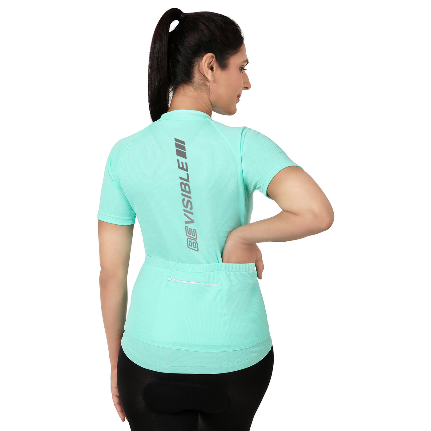 Triquip BeVisible Cycling Jersey Women Half Sleeves - Sea Green - Cyclop.in