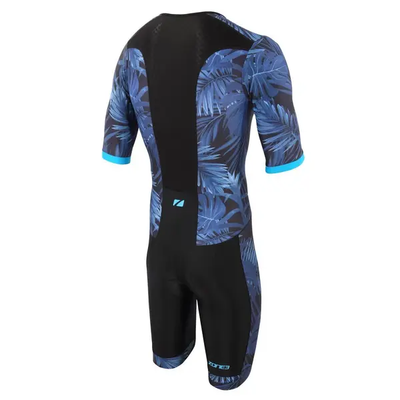Zone3 Mens Tropical Palm Short Sleeve Full Zip Trisuit - Cyclop.in