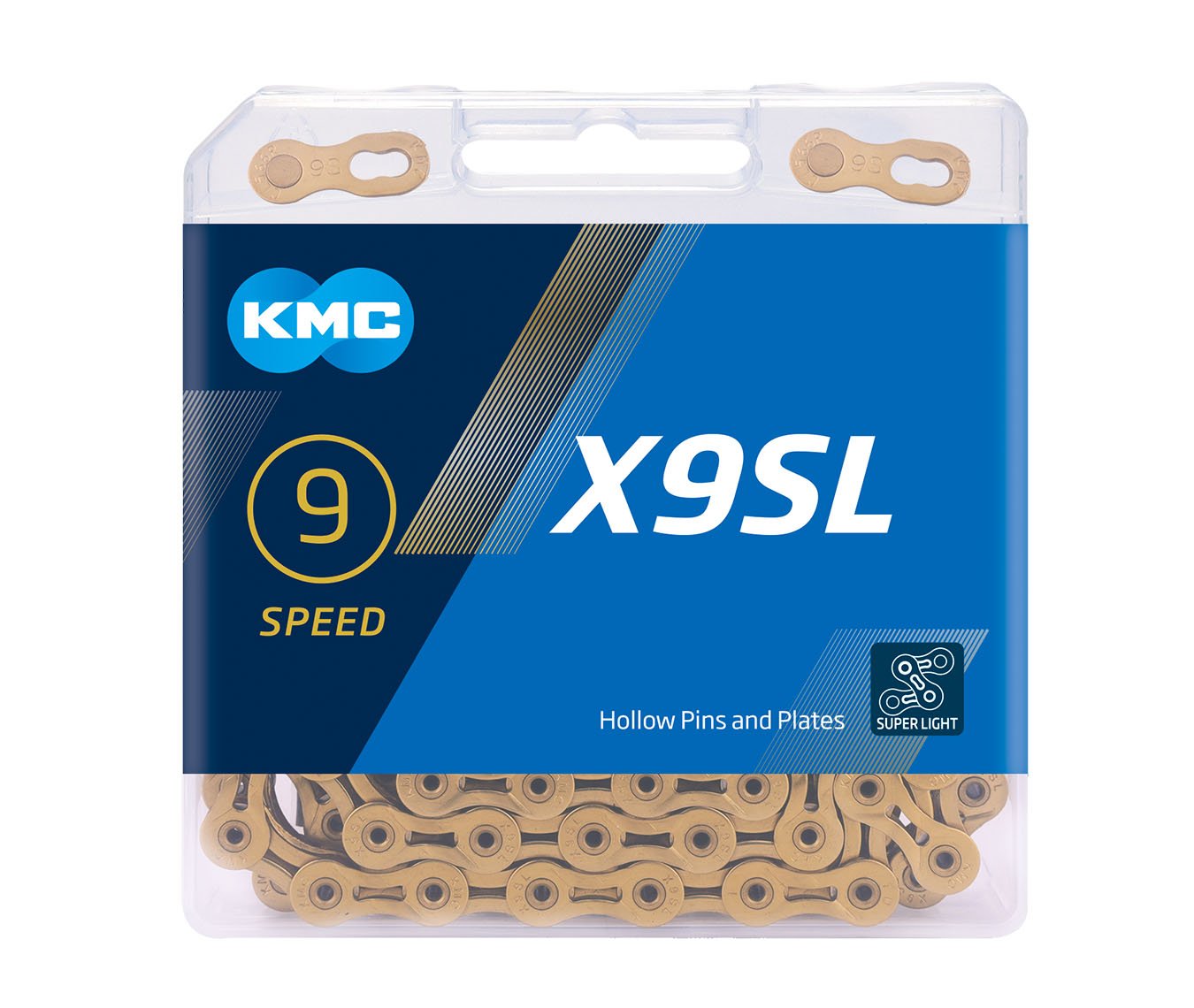 KMC X9SL-08 TI 116 Links Bicycle Chain - Gold/Gold - Cyclop.in