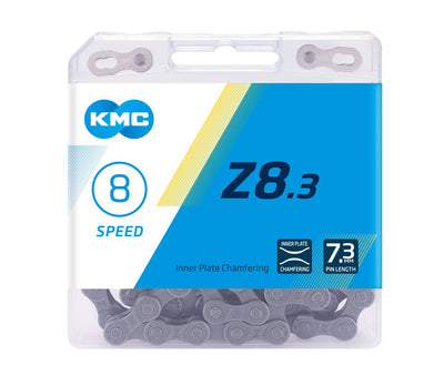KMC Z8.3 1/2 X 3/32 inch 116 Links Bicycle Chain - Grey/Grey - Cyclop.in