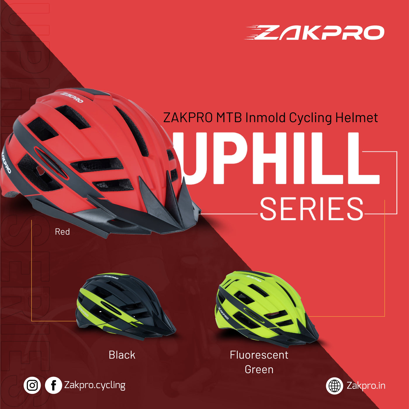 ZAKPRO MTB Inmold Cycling Helmet with Rear LED Flicker Lights - Uphill Series - Cyclop.in