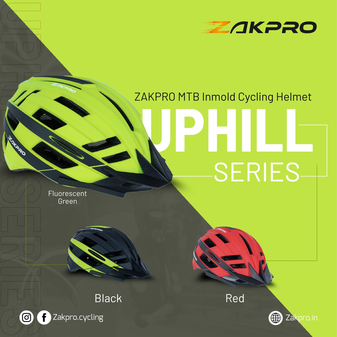 ZAKPRO MTB Inmold Cycling Helmet with Rear LED Flicker Lights - Uphill Series - Cyclop.in