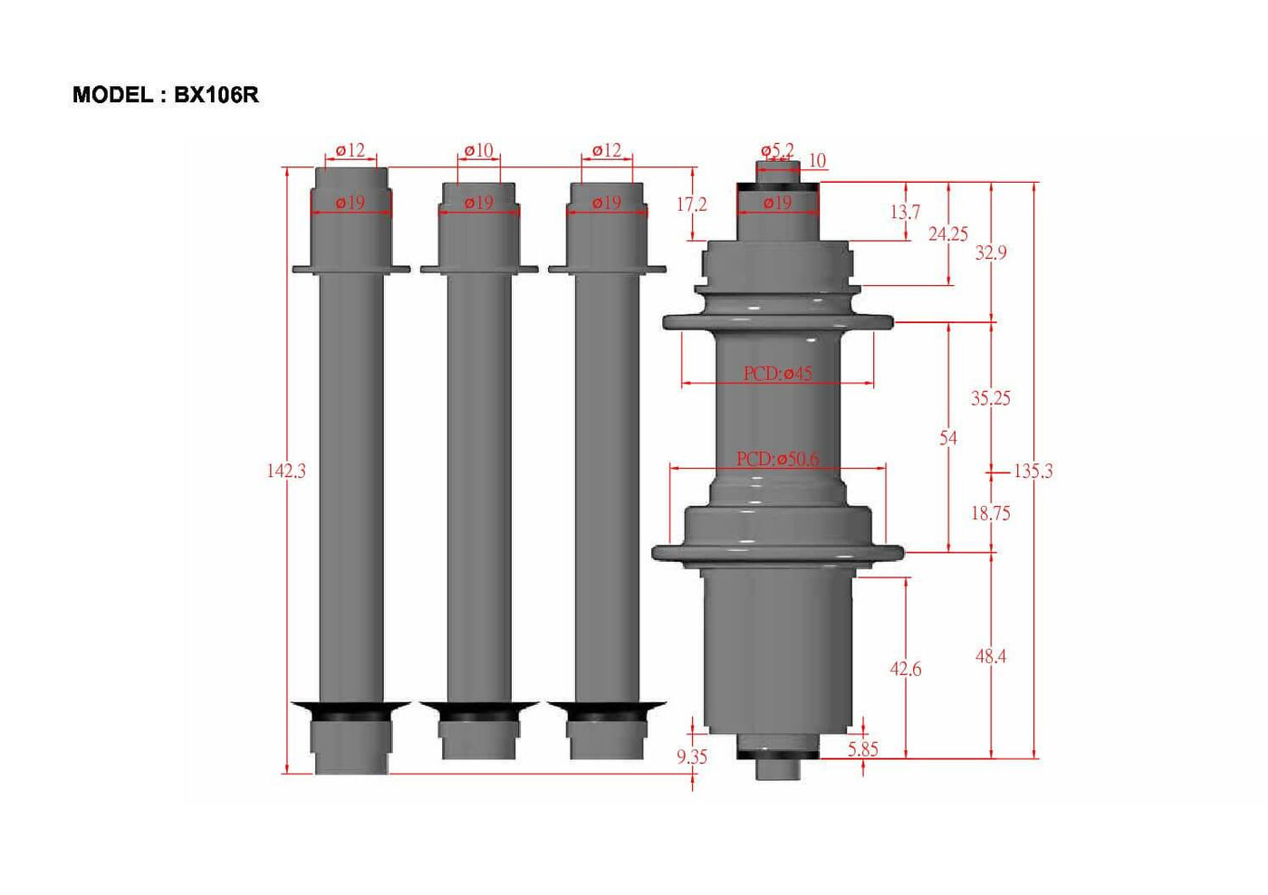 Bitex BX106R Rear Hub, CLD - Cyclop.in