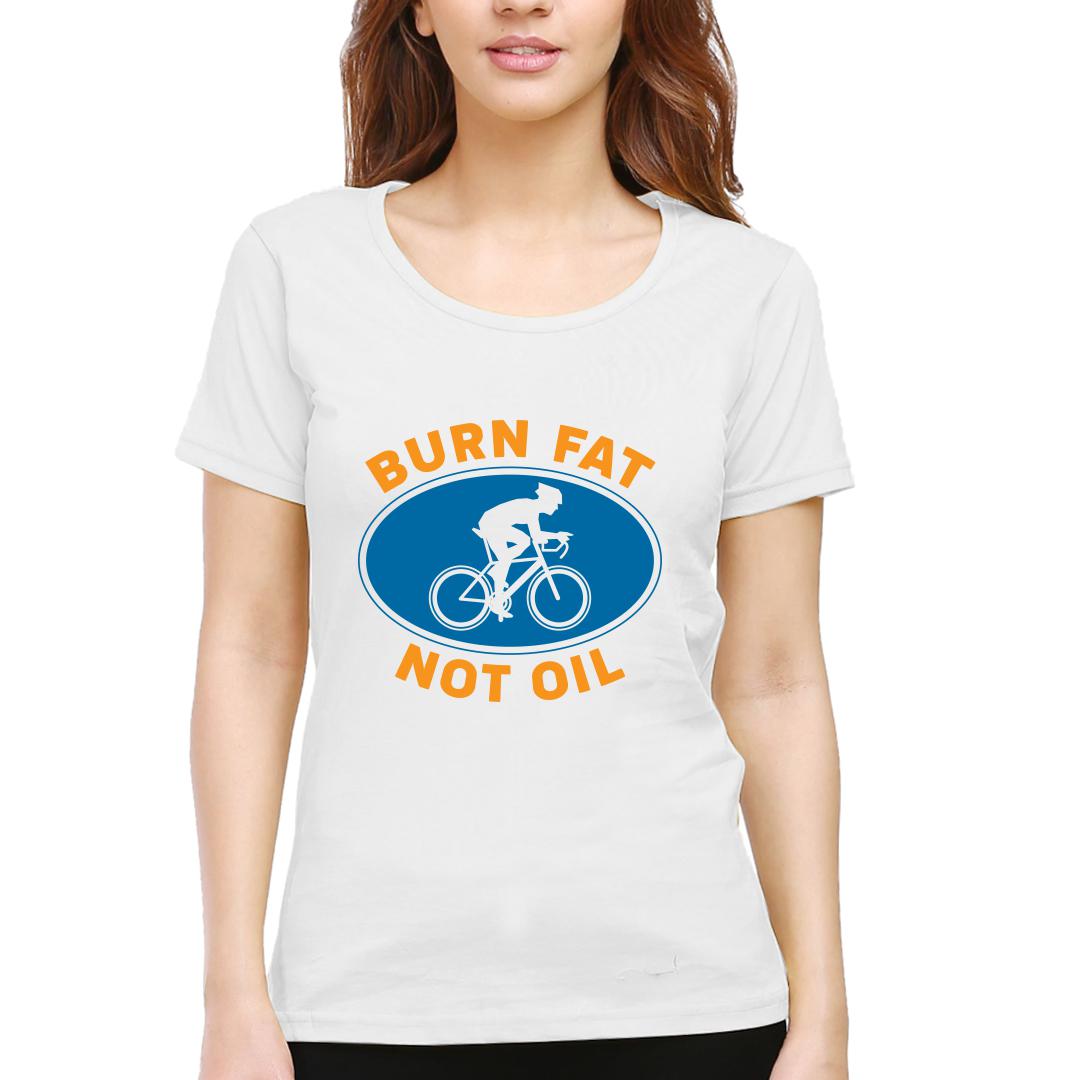 Swag Swami Women's  Burn Fat Not Oil T-Shirt - Cyclop.in