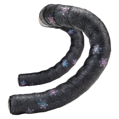 Supacaz Super Sticky Kush Galaxy Bar Tape - Oil Slick Print with Ano Black Plugs - Cyclop.in