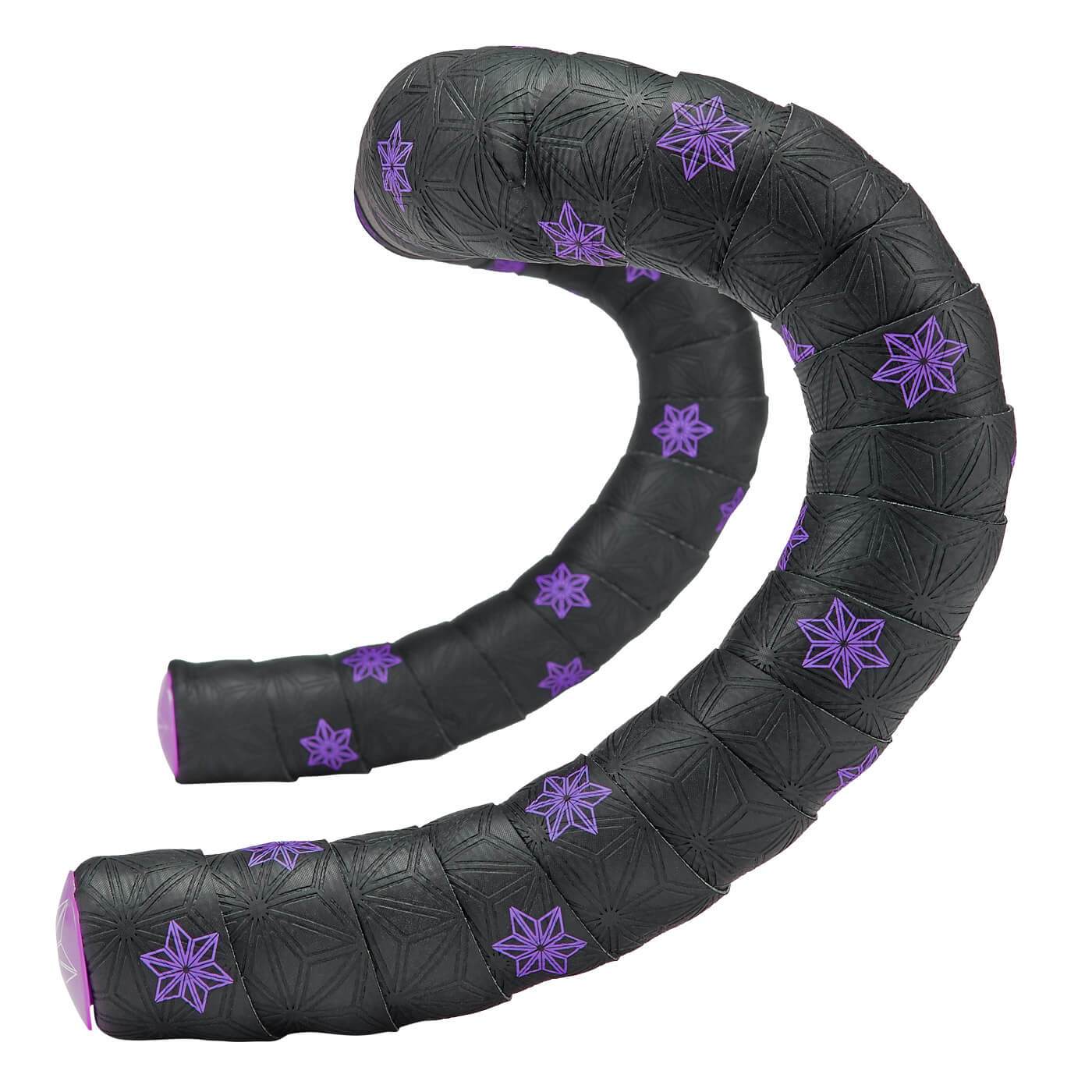 Supacaz Super Sticky Kush Galaxy Bar Tape - Neon Purple Print with Ano Purple Plugs - Cyclop.in