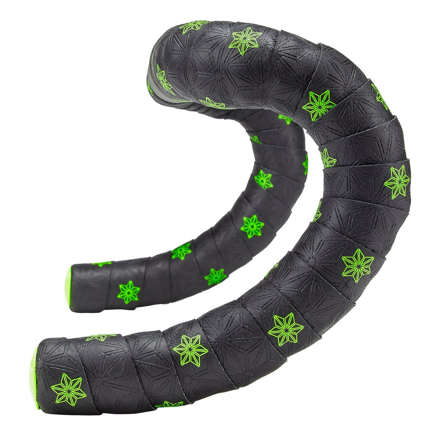 Supacaz Super Sticky Kush Galaxy Bar Tape - Neon Green Print w/ Neon Green Plugs - Cyclop.in