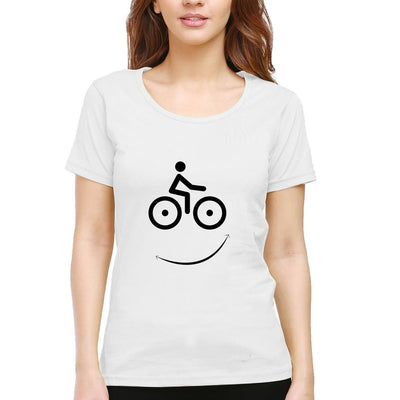 Swag Swami Women's  Cycle Smiley T-Shirt - Cyclop.in
