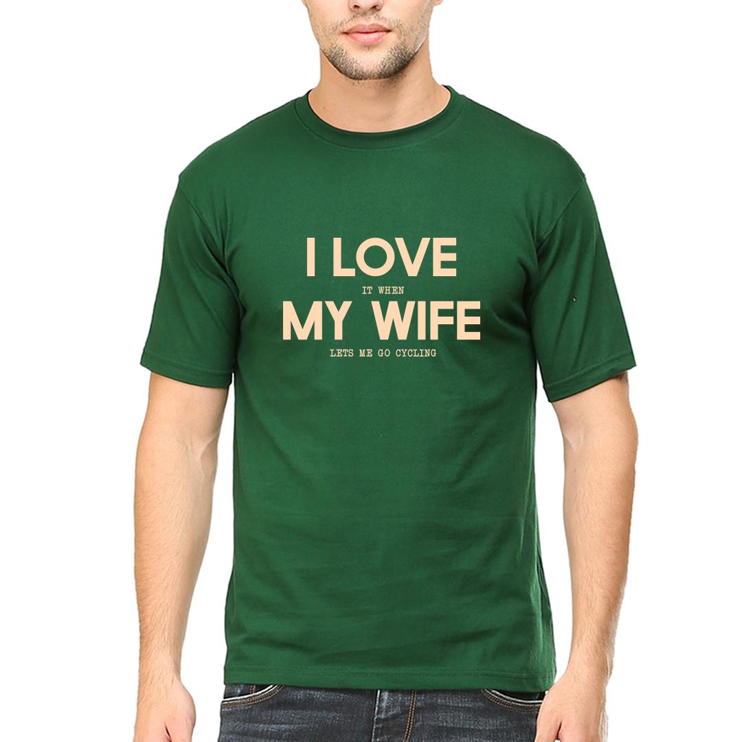 Swag Swami Men's I Love It When My Wife Lets Me Go Cycling  T-Shirt - Cyclop.in